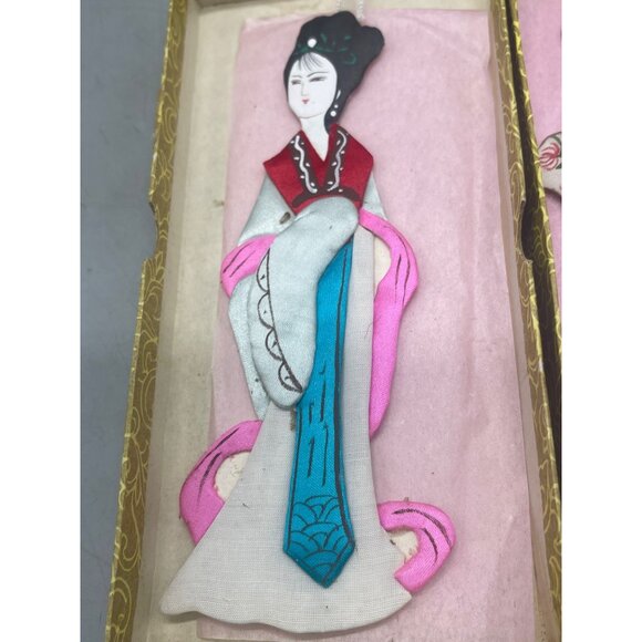 Vintage ornaments 2 Silk Chinese Ladies Lillian Vernon 6603 box layered 6" READ - Picture 2 of 7